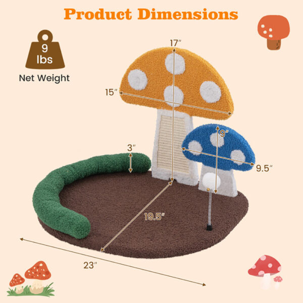 Mushroom Cat Bed Cat Claw Scratcher With Wide Bed And Sisal Scratch Panel - Image 8