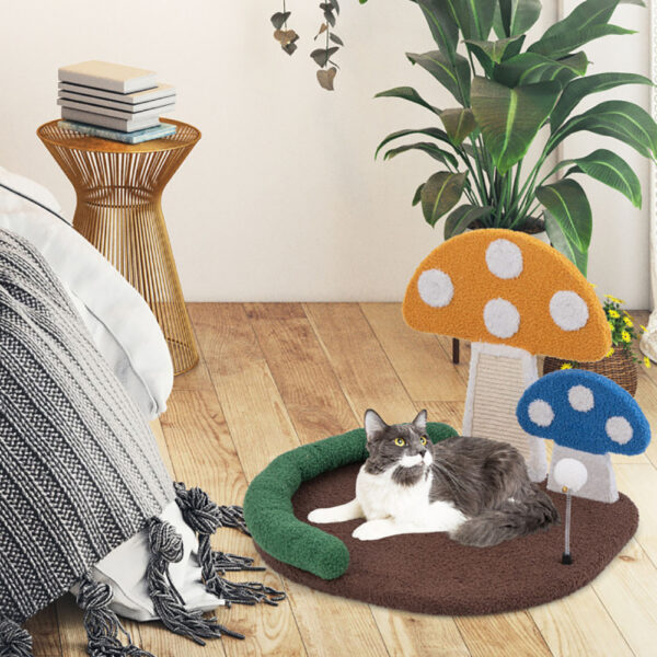 Mushroom Cat Bed Cat Claw Scratcher With Wide Bed And Sisal Scratch Panel - Image 7