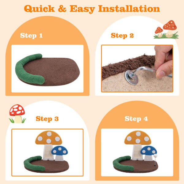 Mushroom Cat Bed Cat Claw Scratcher With Wide Bed And Sisal Scratch Panel - Image 4